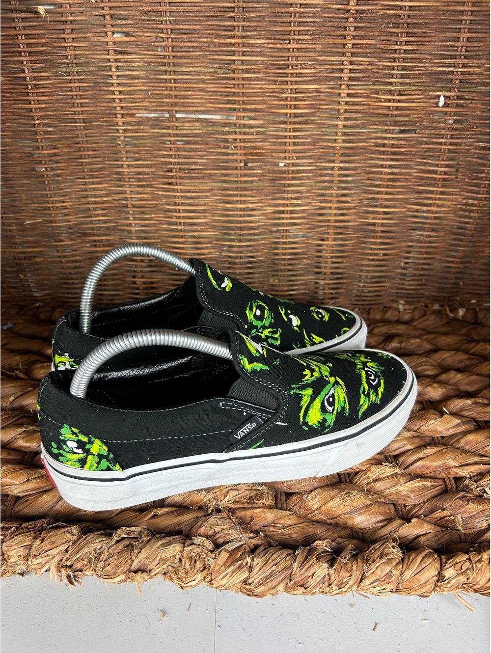 Vans slip-on black green graphic sneakers